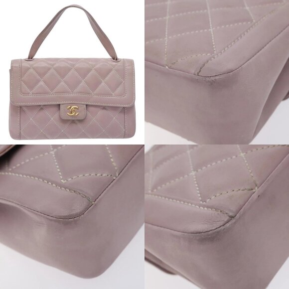 CHANEL Wild Stitch Hand Bag Leather Pink Gold CC Auth 128845 - Picture 13 of 15
